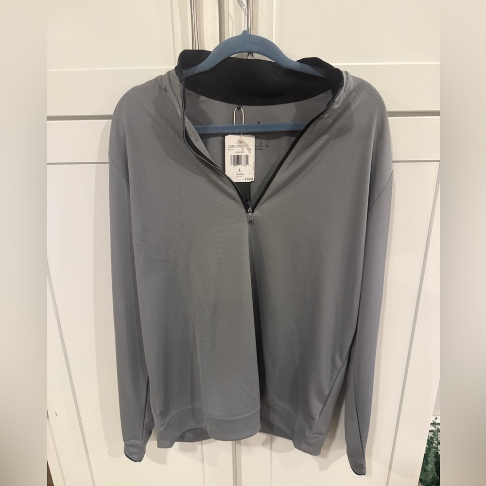 Adidas lightweight quarter zip golf grey long sleeve shirt large nwt activewear